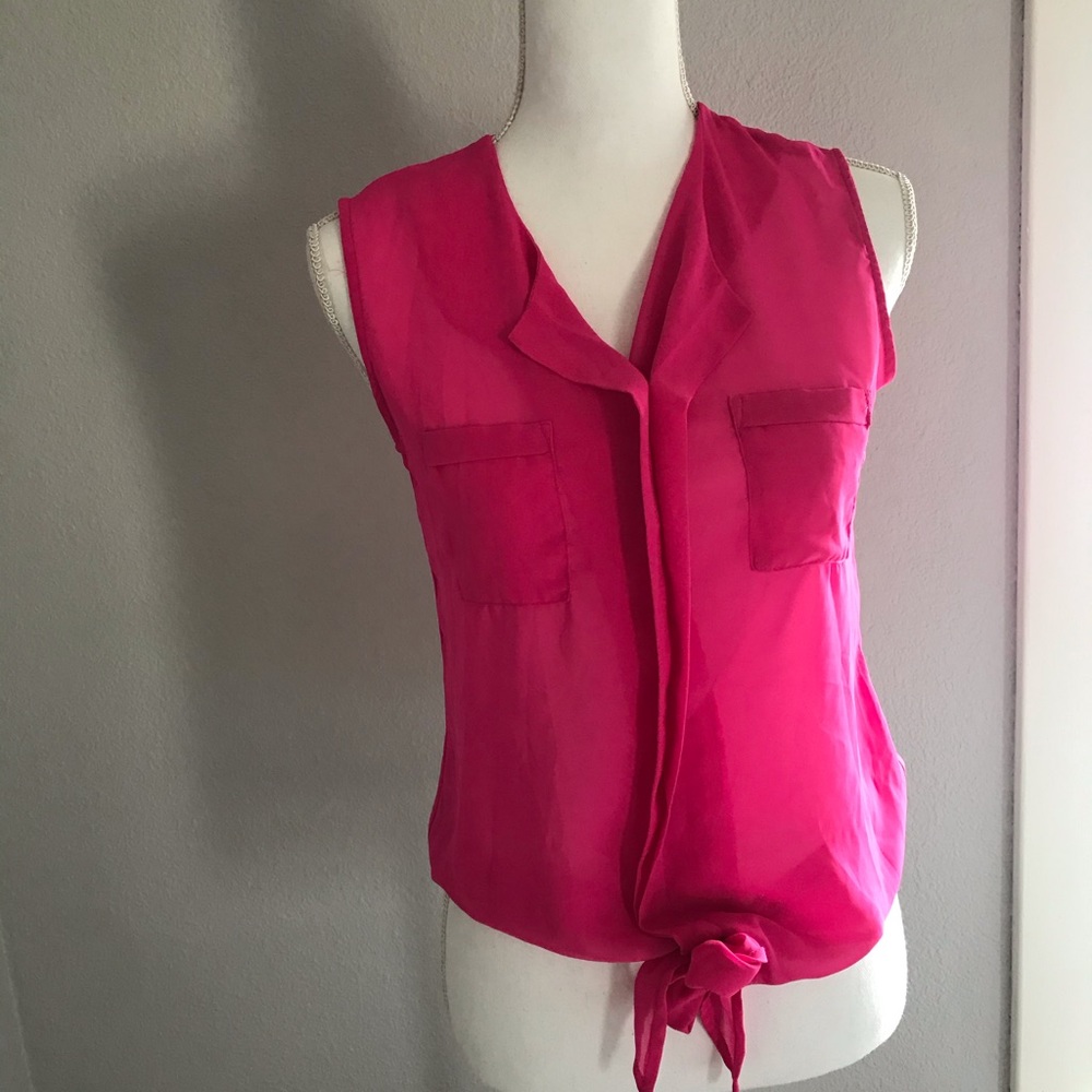 Fun & Flirt Hot Pink Sleeveless Blouse Tank